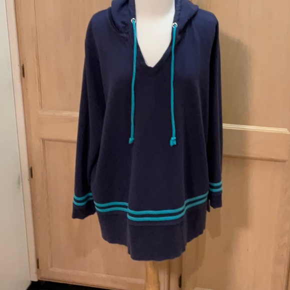 Navy & Teal pull over hoodie - Picture 1 of 6